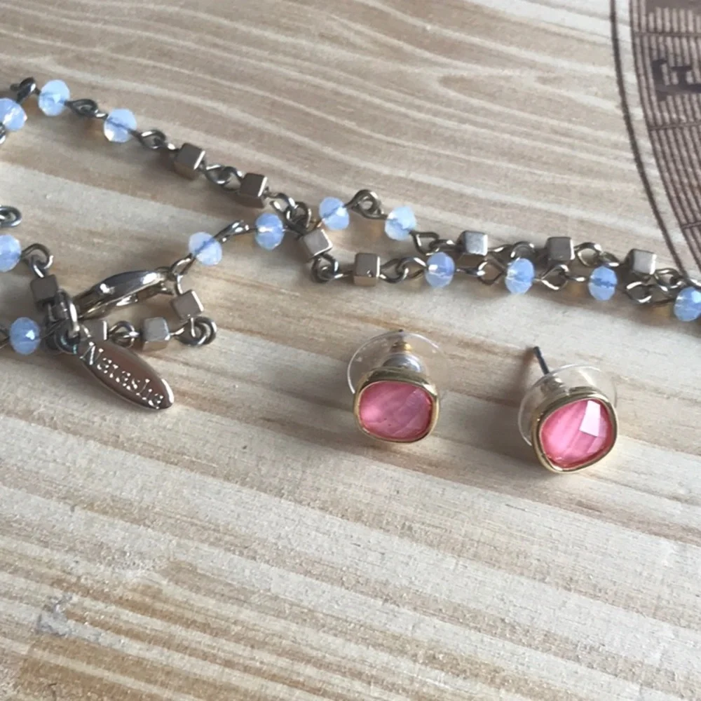 Nordstrom pink and gold necklace and earrings (3 for $15)
